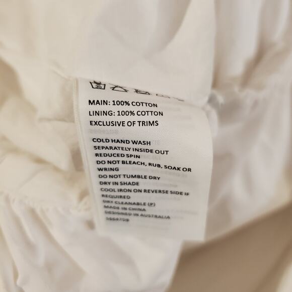 Bardot Tiered Puff Sleeve Open Bow Tie Back Midi Dress Size 6 Small White Cotton - Picture 8 of 11